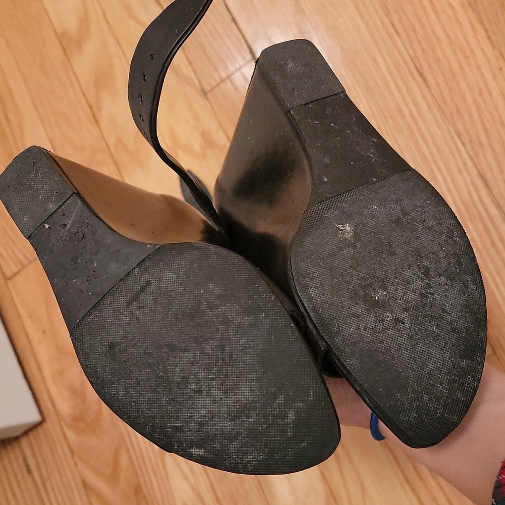 Alexander wang black leather wedge zip sandals size 38 - Picture 5 of 7